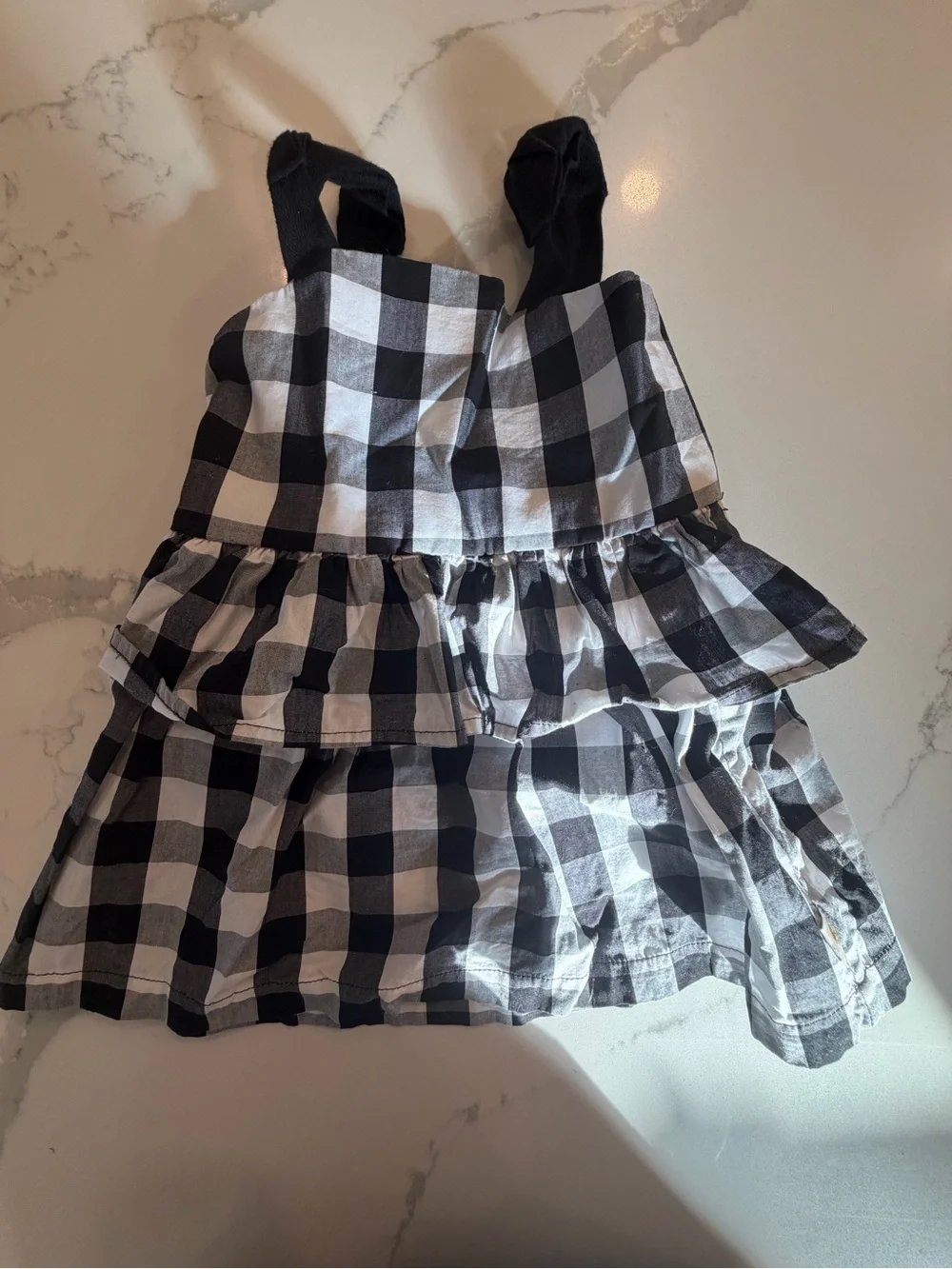 Kate Spade New York Toddler Black & White Gingham Tiered Dress - Size 18M